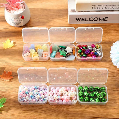 SATINIOR 24 Packs Small Clear Plastic Beads Storage Containers Box with Hinged Lid for Storage of Small Items, Crafts, Jewelry, Hardware(2.5 x 1.7 x 0.8 Inches)