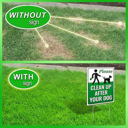 Signs Authority 18" x 9" Clean Up After Your Dog Sign with Metal H-Stake - Weather-Resistant, Double-Sided Yard Signs