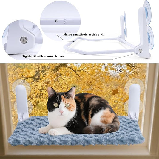 YUNIQUE Cat Window Perch, Upturned Edge Bracket, Portable Wall Hammock for Indoor Cat, Green