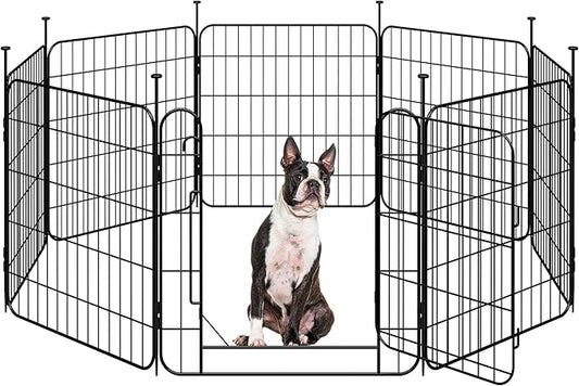 Yaheetech Expandable Dog Playpen, 8 Panel 24 inch Puppy Playpen with Door Indoor/Outdoor Pet Fence for Small Medium Dogs
