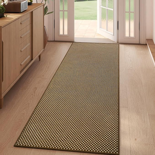 2x5 ft Hallway Runner Rug Boho Woven Washable Kitchen Runner Rugs Mat Non Slip, Soft Entryway Laundry Hall Runner Floor Carpet for Indoor Backdoor Bedroom Kitchen Living Room, Dark Brown/Coffee
