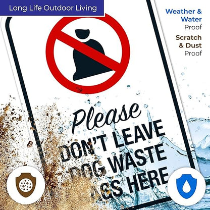 Please Don’t Leave Dog Waste Bags Here 12x18 Inches, 55 mil Thick HDPS (high Density polystyrene), Made in USA