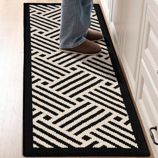 GRANNY SAYS Kitchen Mats for Floor, Kitchen Rugs Non Slip Washable, Runner Rugs for Kitchen Floor, 59" x 17.7", Stain Resistant Comfort Standing Mat Made of 100% Polypropylene, Black