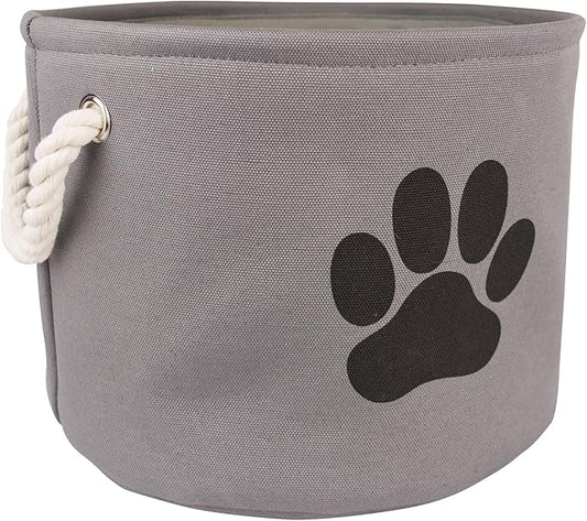 Bone Dry Pet Storage Collection Collapsible Bin, Medium Round, Gray