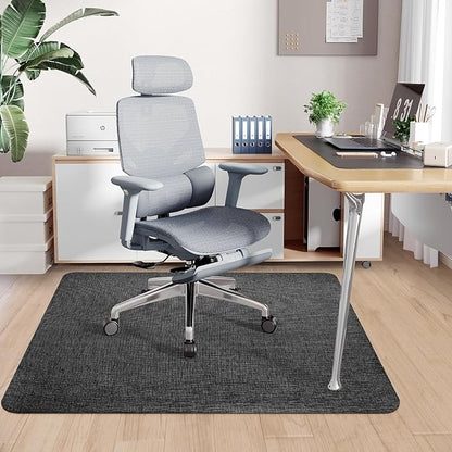 Sycoodeal Office Chair Mat for Hardwood & Tile Floor,Computer Gaming Chair Mat for Rolling Chairs Non-Curve, Anti-Slip, Heavy Duty Floor Protector for Home Office,Dark Black (48" x 55")