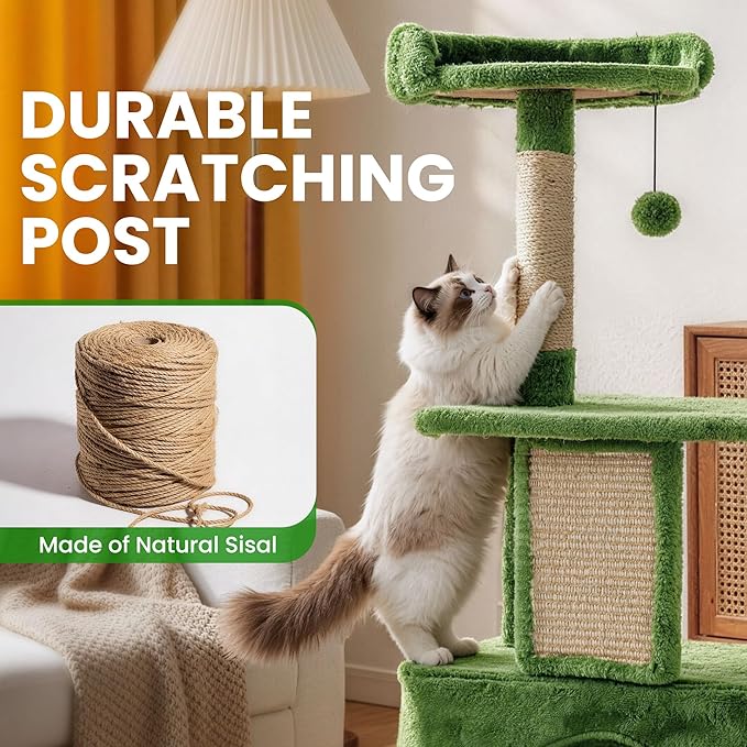 38.5In Cat Tree with Scratching Post, Cat Tree Tower with Condo for Indoor Use, Cat Furniture with Hanging Ball for Kitten and Cat Adult