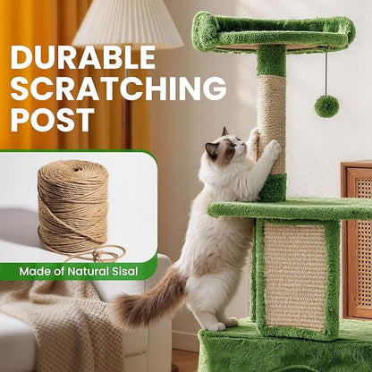 38.5In Cat Tree with Scratching Post, Cat Tree Tower with Condo for Indoor Use, Cat Furniture with Hanging Ball for Kitten and Cat Adult