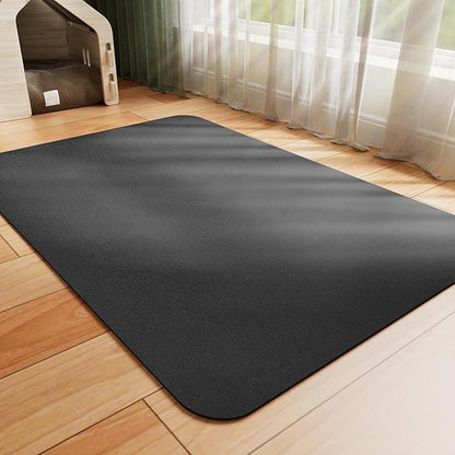 Dog Food Mat - Absorbent Cat Mat for Food and Water, No Stains Pet Feeding Bowl Mat, Easy to Clean Pet Placemats, Quick Dry Dog Water Dispenser Mat for Messy Drinkers | Black 18"x 34"