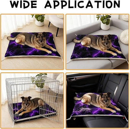 Dog Cat Bed Mat Ultra Soft Fluffy Pet Bed Washable Fashion Dog Crate Beds Comfy Comfy Pet Sleeping Pad Suitable for Pet Raised Bed(42"x32",Purple Lightning)
