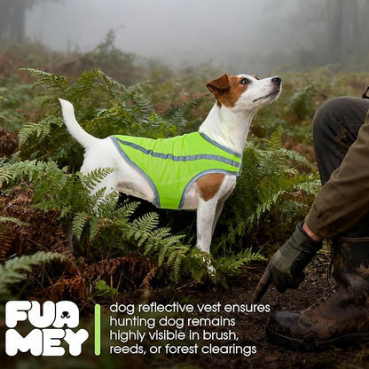 FUAMEY Dog Reflective Vest for Medium Dogs,Dog Hunting Vest High-Visibility Dogs Safety Vest for Night Walking Water-Resistant Service Pet Gear Adjustable Outdoor Activities Neon Green M
