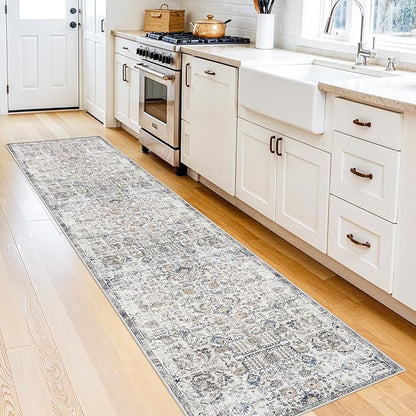 RUUGME 2x10 Kitchen Runner Rug - Vintage Washable Rugs with Non Slip Backing Soft Stain Consistant Carpet for Hallway Entryway Bedroom Indoor Home Decor Floor Mat for Bathroom Laundry (2'x10', Brown)