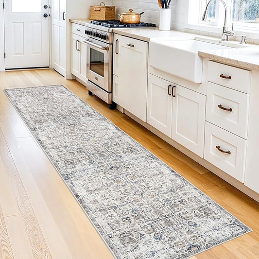 RUUGME 2x10 Kitchen Runner Rug - Vintage Washable Rugs with Non Slip Backing Soft Stain Consistant Carpet for Hallway Entryway Bedroom Indoor Home Decor Floor Mat for Bathroom Laundry (2'x10', Brown)