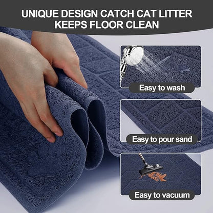 Cat Litter Mat, Litter Trapping Mat Soft on Kitty Paws, 35" x 26" Kitten Litter Box Mat for Cleaner Floors, Waterproof, Easy Clean, Durable Large Size Cat Litter Pad for Kitten