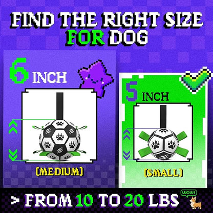 Diman Dog Soccer Ball with Straps, Soccer Balls for Dogs to Play, Train and Retriever, Outdoor Pet Balls for Small to Medium (5 Inch)