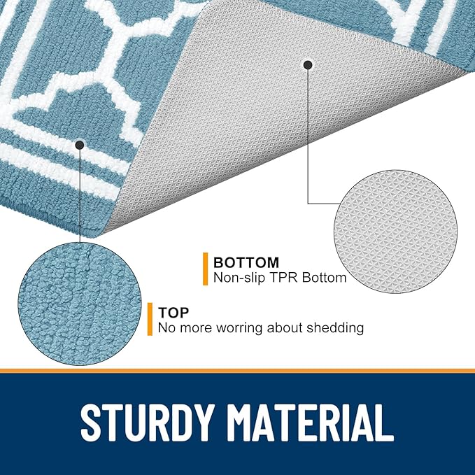 Buganda Indoor Door Mat, Dirt-Resistant and Absorbent Doormat, Anti-Slip, Low Profile Floor Mats for Inside Entryway, Front, and Back Door Entrance (48x32 Inches, Lake Blue)