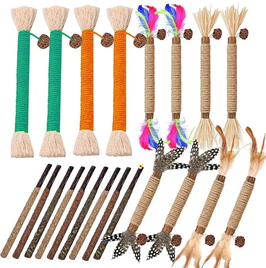 Cat Toys 21Pack Silvervine Chew Stick Kitten Treat Catnip Toy Kitty Natural Stuff Catnip Matatabi for Cleaning Teeth Indoor Dental Snack Interactive