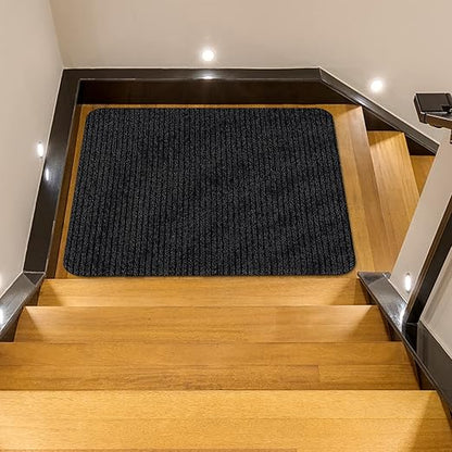 Stair Treads for Wooden Steps, Non-Slip Stair Runner Indoor Outdoor Stair Tread Mats Covers Pads, 31" x 31"Matching Staircase Step Runner for Elders, Kids and Dogs (31" X 31", Black)