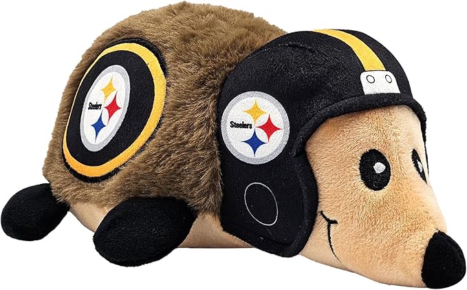 NFL Pittsburgh Steelers Plush Hedgehog Toy for Dogs & Cats, Cool Soft Pet Toy for Fun and Interactive Play, Dog Chew Toy with Squeaker, Licensed Hot Pet Toy