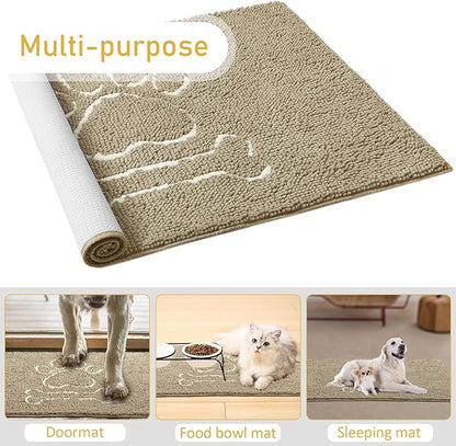 AROGAN Indoor Door Mat Entryway Rug Traps Mud and Water, Chenille Doormat for Muddy Shoes and Dog Paws, Machine Washable Doormat, Front Door Mat, Busy Area Dog Rugs for Floors, Entrance, 24x36 Beige
