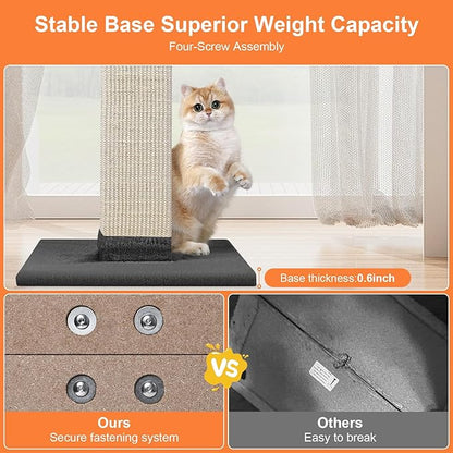 Cat Scratching Post 33 Inch Nature Sisal Scratch Post for Indoor Cats, Large Cat Scratcher Protect Your Furniture, for All Breeds Grey