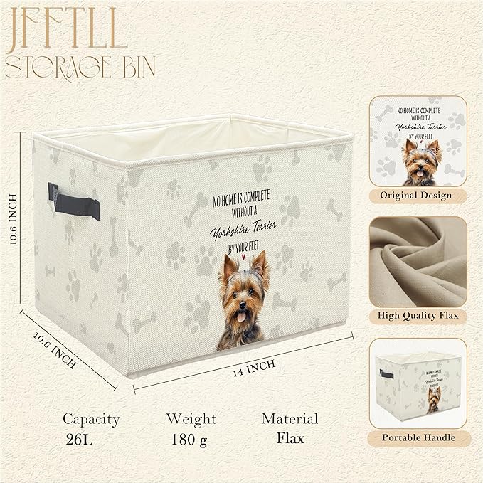 Funny Yorkshire Terrier Dog Toy Basket, Dog Home Decor, Yorkie Lovers Gifts Collapsible Pet Dogs Toy Storage Bin Box Basket Organizer, Pet Supplies for Dogs