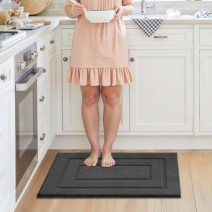 GRANNY SAYS Kitchen Mats for Floor Resist Dirt Kitchen Rugs Non Slip Washable, Small Rug for Sink Laundry Thick Durable Polypropylene Comfort Standing, 32" x 20", Charcoal Grey