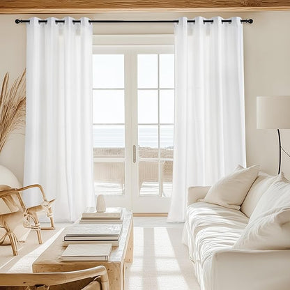 NICETOWN Non-See-Through White Privacy Sheer Curtains 108 inches Long 2 Panels, 52" Wide Grommet Window Curtains Drapes for Living Room Bedroom- Home Decoration Light Filtering Elegant Window Drapes