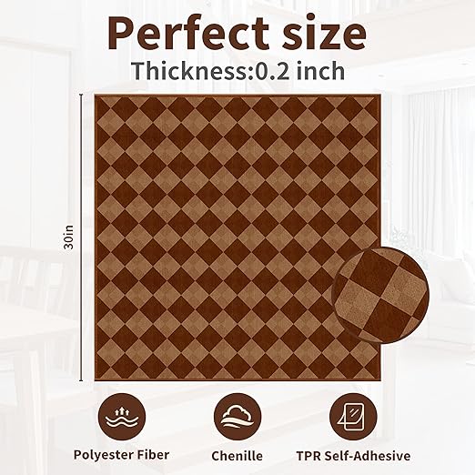 Non-Slip Carpet Stair Treads 1PCS, 30"x30" Peel and Stick Stair Runner for Wooden Steps Indoor, Washable Reusable Adhesive Backing, Pet-Friendly Safety Mats for Kids, Elders, Dogs