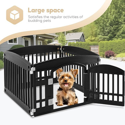 Simple Deluxe 24" 4-Panel Dog Playpen, Durable Pet Playpen with Secure Locking Door for Puppies & Small/Medium Dogs, Portable & Foldable Pet Fence, Black