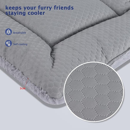 Dog Bed Mat, Crate Pad Reversible,Soft Kennel Pad, Washable Dog Crate Mat (Cool and Warm),Pet Sleeping Mattress for Small Medium Dogs XB009 (18''x13'',Grey)