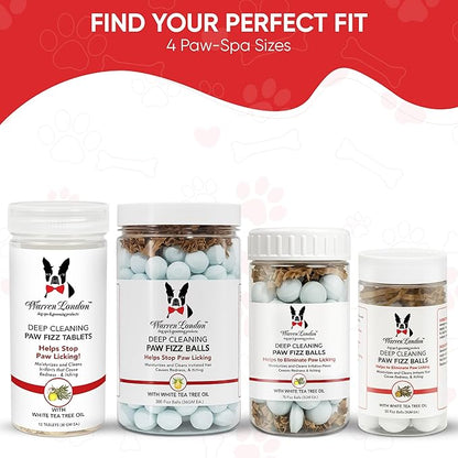 Warren London Deep Cleaning Paw Soak for Dogs – 30 Count Fizz Balls | Soothes Itchy, Irritated Paws with Seaweed, Tea Tree Oil & Aloe | Anti-Lick Paw Relief & Easy 5-Minute Spa
