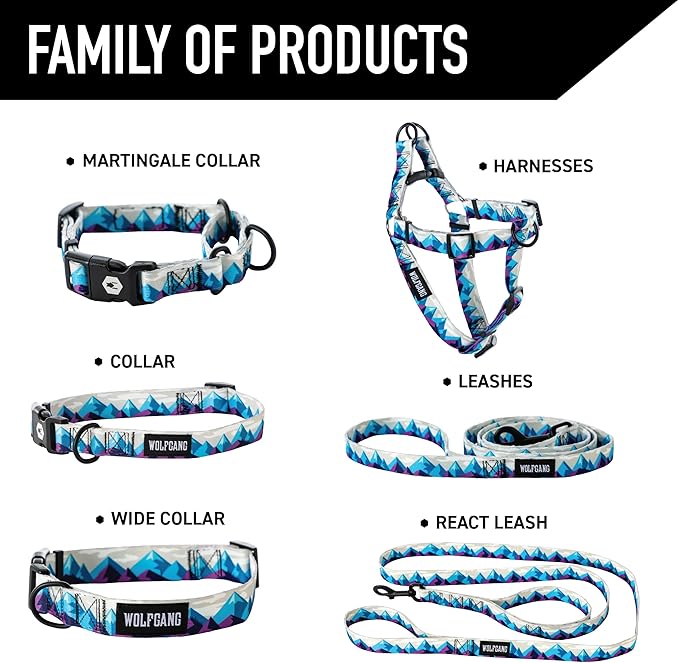 Wolfgang Heavy Duty, Adjustable Dog Collar with Quick Release Nylon Buckle for Walking & Training, RockyPeaks Print, Medium
