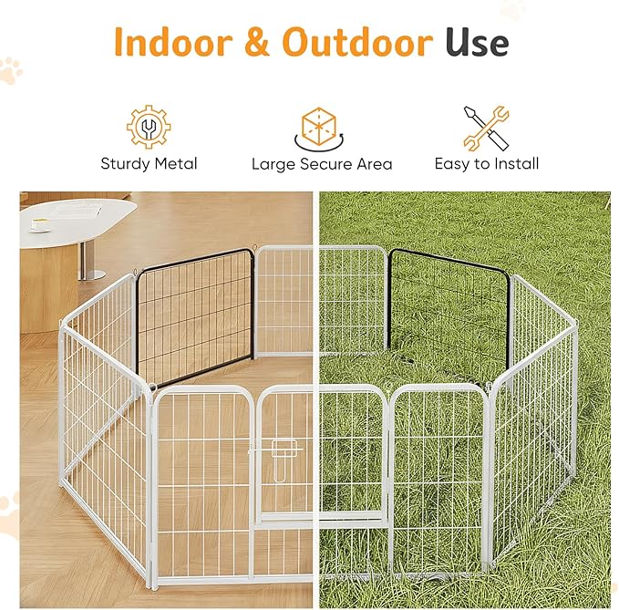 NEWBULIG Dog Playpen for Indoor 24 Inch 2 Panels - Portable Heavy Duty Metal Pet Exercise Pen, Foldable Small Dog Puppy Playpen Fence for Outdoor RV, Camping, Yard, Garden