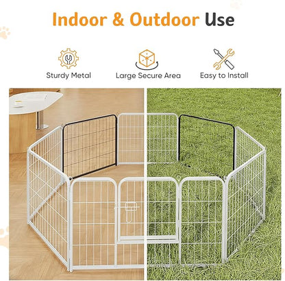 NEWBULIG Dog Playpen for Indoor 24 Inch 2 Panels - Portable Heavy Duty Metal Pet Exercise Pen, Foldable Small Dog Puppy Playpen Fence for Outdoor RV, Camping, Yard, Garden