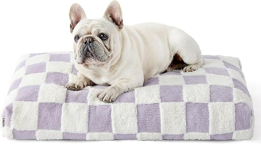 LE SURE Dog Beds Medium Size-Thick Shredded Chopped Foam Pet Bed as Gift for Indoor with Removable Cover, Cute Modern Fuzzy Plush & Anti Slip Bottom, Purple