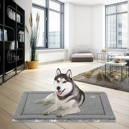 EMPSIGN Dog Crate Pad - Reversible Kennel Mat (Cool & Warm), Machine Washable, Cozy Star Pattern Sleeping Pad for Small Medium Large Dogs, All-Season Pet Bed, Suitable for 36"x24" Dog Crate, Grey