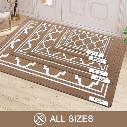 Buganda Indoor Door Mat, Dirt-Resistant and Absorbent Doormat, Anti-Slip, Low Profile Floor Mats for Inside Entryway, Front, and Back Door Entrance (36x24 Inches, Brown)