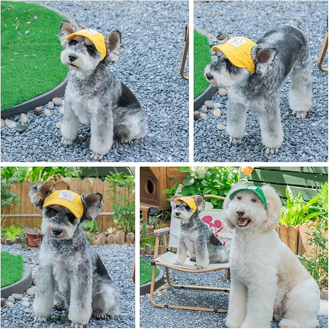 Pet Dog Baseball Cap, Cat Hat, Cat Dog Sun Cap with Ear Holes, Adjustable Puppy Outdoor Sun Hat (Yellow, Medium)