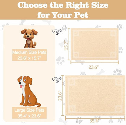 Darkyazi Pet Feeding Mat Large for Dogs and Cats,24"×16" Flexible and Easy to Clean Feeding Mat,Best for Non Slip Waterproof Feeding Mat. (Beige)