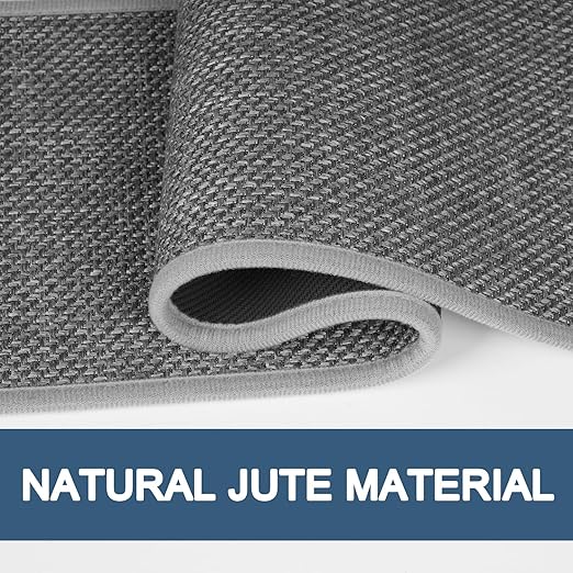 Peel and Stick Carpet Stair Treads for Wooden Steps Set of 15, Non Slip Adhesive Jute Stair Mats Indoor, Rubber Backing Safety Step Pads Mats, Grey, 8"x30"