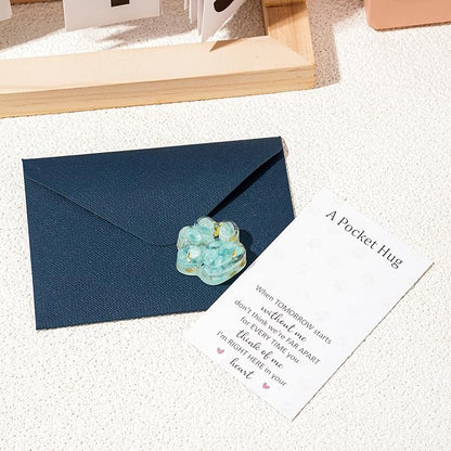 Loss of Pet Sympathy Gift - Blue Crystal Mini Paw Pocket Hug with Memorial Card Envelope Remembrance Bereavement Gift for Loss of Dog Cat Sympathy Favor Adult Pet Lover Stress Relief Supply