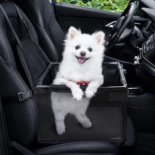 Small Dog Car Seats for Small Dogs,Portable Puppy/Pet Car Booster Seat with Clip-On Leash and Mesh Window for Small Pet Up to 11 lbs