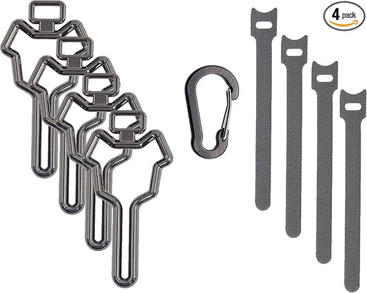 Metal dog Poop Bag Holder, Waste Bag Holder, Dog Poop Bag Carrier, Hand Free Holder (Metal, 4 pack, Gun Black)