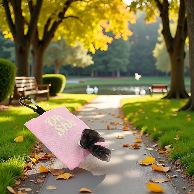 Pink Dog Poop Bag Holder,Pet Pets Supplies Canvas Garbage Bags,Poop Bag Dispenser Portable Poop Waste Bag Holder Outdoor Puppy Cat Pick Up Organizer,Dog Supplies