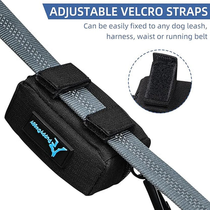 PuppyDoggy Dog Poop Bag Holder for Leash Black Waste Bag Dispenser with 1 Roll of Poop Bags for Leash Accessory Bicycle