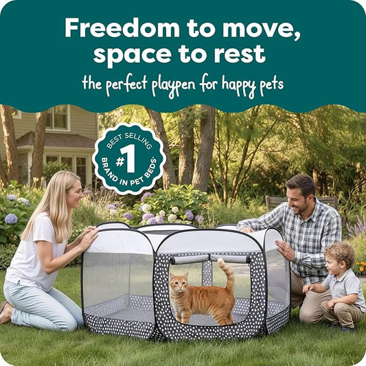 FurHaven Portable Pet Playpen for Dogs & Cats, Extra Large Indoor Kitten Playpen with Mesh Sides, Foldable Dog Playpen for Small Dogs, Pop Up Travel Dog Pen, X-Large, Gray Pebbles