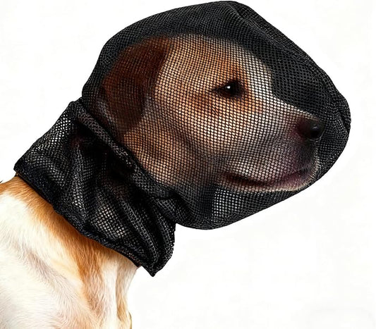 Foxtail Mask Dogs Head Protector, Foxtails Protection for Dogs Adjustable Elastic, Dog Soft Net Mask for Outdoor Hiking Camping, Breathable Mesh Muzzles for Dog, Black, XS
