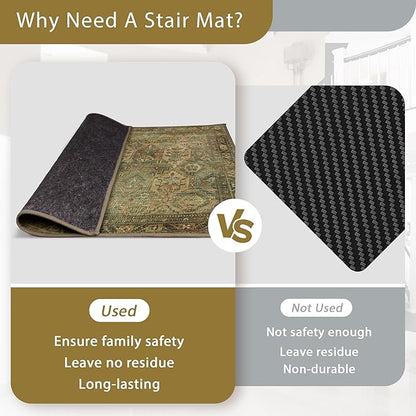 Carpet Stair Treads Non Slip 1PCS, 30" X 30"Edging Stair Runner for Wooden Steps Indoor, Resistant Stair Rugs with Reusable TPE Adhesive Backing, Residue Free Mat for Kids,Pets,Vintage Sage
