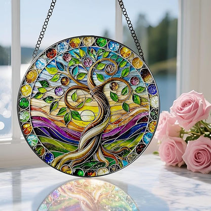 8″ Tree of Life Suncatcher, Stained Glass Window Hanging & Ornament, Boho Decor, Holiday & Christmas Ornaments | Gifts for Christmas, Holiday Presents, Gift Exchange, Gift Ideas