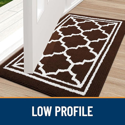 Buganda Indoor Door Mat, Dirt-Resistant and Absorbent Doormat, Anti-Slip, Low Profile Floor Mats for Inside Entryway, Front, and Back Door Entrance (36x24 Inches, Dark Brown)
